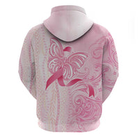 Breast Cancer Awareness Zip Hoodie Maile Pikake Lokelani Crown Flower Lei Inspired