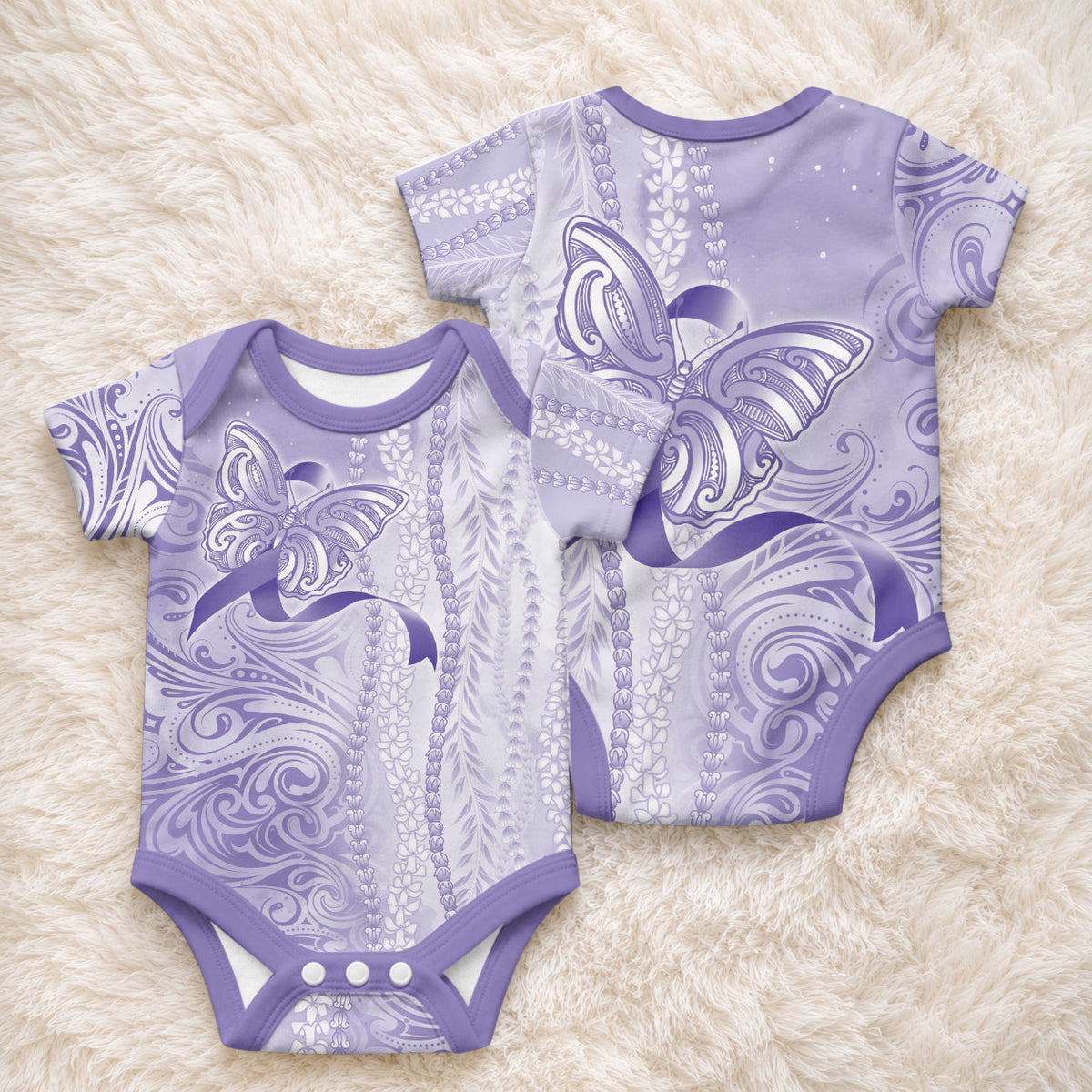Epilepsy Support Baby Onesie Maile Pikake Lokelani Crown Flower Lei Inspired LT9 - Polynesian Pride