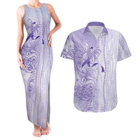 Epilepsy Awareness Couples Matching Tank Maxi Dress and Hawaiian Shirt Maile Pikake Lokelani Crown Flower Lei Inspired