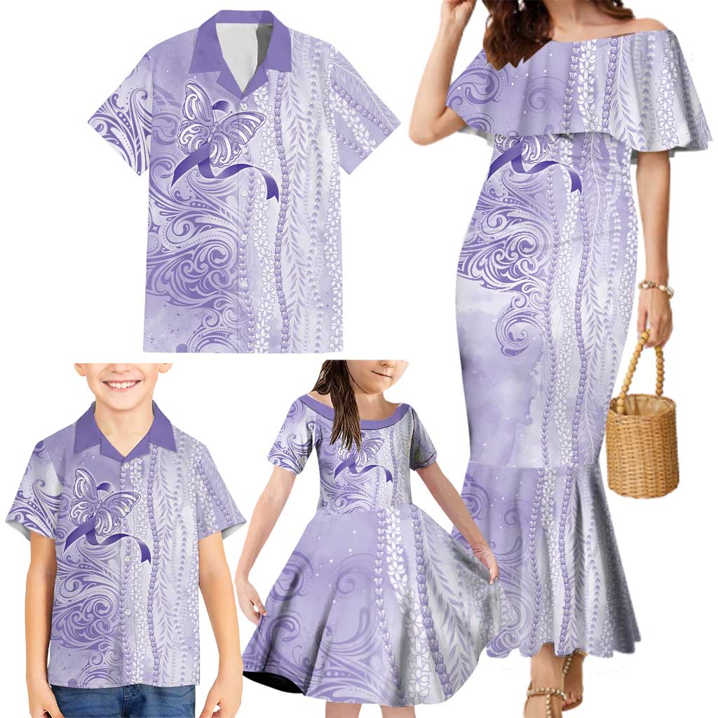 Epilepsy Awareness Family Matching Mermaid Dress and Hawaiian Shirt Maile Pikake Lokelani Crown Flower Lei Inspired LT9 - Polynesian Pride