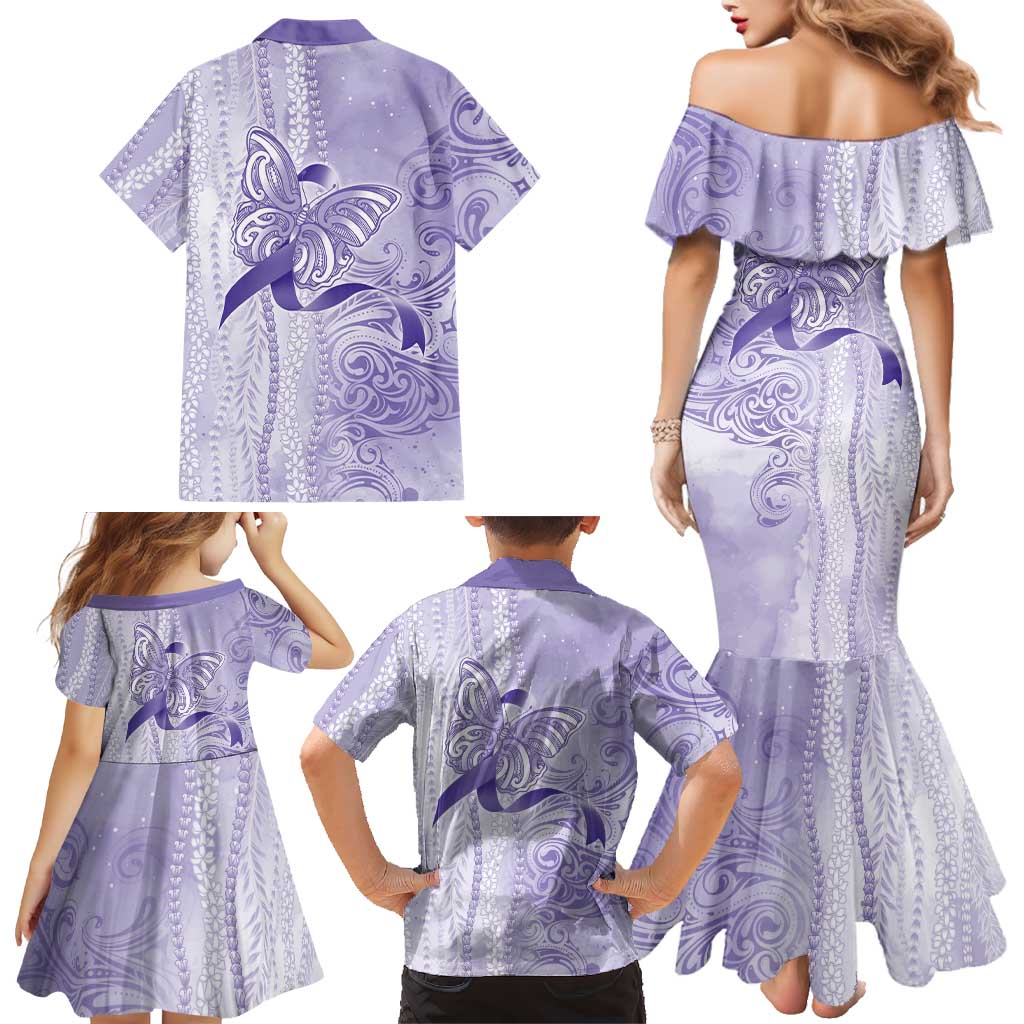 Epilepsy Awareness Family Matching Mermaid Dress and Hawaiian Shirt Maile Pikake Lokelani Crown Flower Lei Inspired LT9 - Polynesian Pride