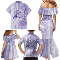 Epilepsy Awareness Family Matching Mermaid Dress and Hawaiian Shirt Maile Pikake Lokelani Crown Flower Lei Inspired LT9 - Polynesian Pride