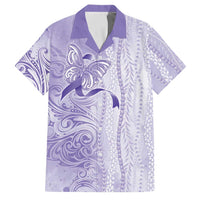 Epilepsy Awareness Family Matching Off Shoulder Short Dress and Hawaiian Shirt Maile Pikake Lokelani Crown Flower Lei Inspired LT9 Dad's Shirt - Short Sleeve Purple - Polynesian Pride