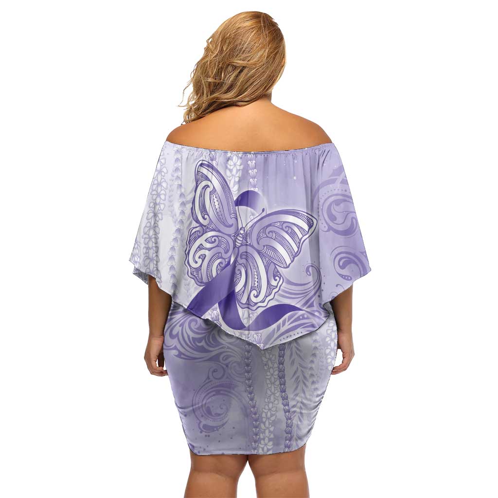 Epilepsy Awareness Family Matching Off Shoulder Short Dress and Hawaiian Shirt Maile Pikake Lokelani Crown Flower Lei Inspired LT9 - Polynesian Pride