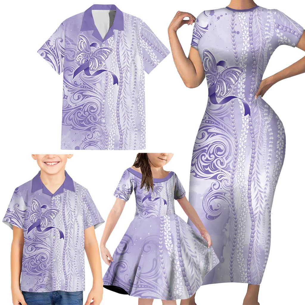 Epilepsy Awareness Family Matching Short Sleeve Bodycon Dress and Hawaiian Shirt Maile Pikake Lokelani Crown Flower Lei Inspired LT9 - Polynesian Pride