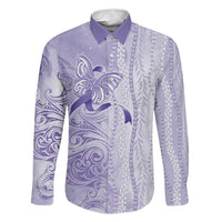 Epilepsy Awareness Family Matching Short Sleeve Bodycon Dress and Hawaiian Shirt Maile Pikake Lokelani Crown Flower Lei Inspired LT9 Dad's Shirt - Long Sleeve Purple - Polynesian Pride