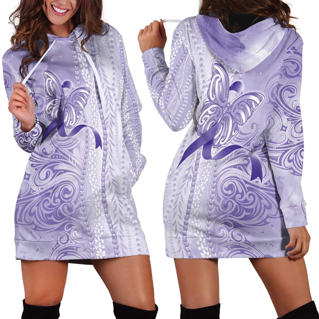 Epilepsy Awareness Hoodie Dress Maile Pikake Lokelani Crown Flower Lei Inspired
