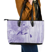Epilepsy Awareness Leather Tote Bag Maile Pikake Lokelani Crown Flower Lei Inspired