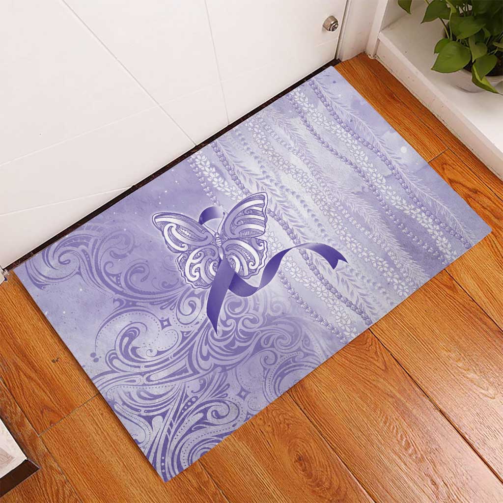 Epilepsy Awareness Rubber Doormat Maile Pikake Lokelani Crown Flower Lei Inspired