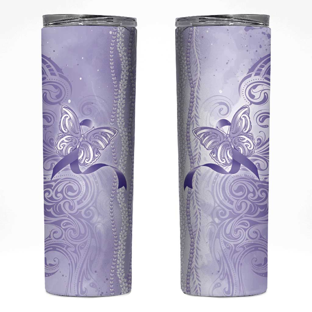 Epilepsy Awareness Skinny Tumbler Maile Pikake Lokelani Crown Flower Lei Inspired
