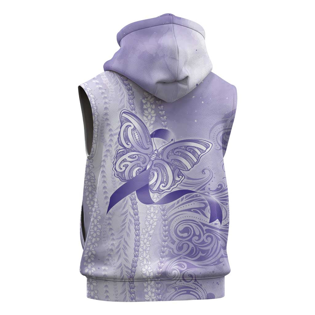 Epilepsy Awareness Sleeveless Zip Hoodie Maile Pikake Lokelani Crown Flower Lei Inspired
