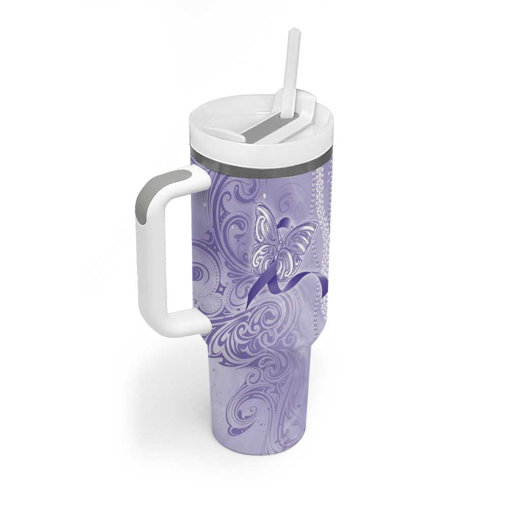 Epilepsy Awareness Tumbler With Handle Maile Pikake Lokelani Crown Flower Lei Inspired