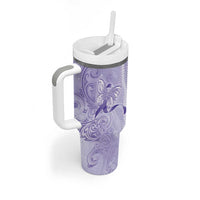 Epilepsy Awareness Tumbler With Handle Maile Pikake Lokelani Crown Flower Lei Inspired