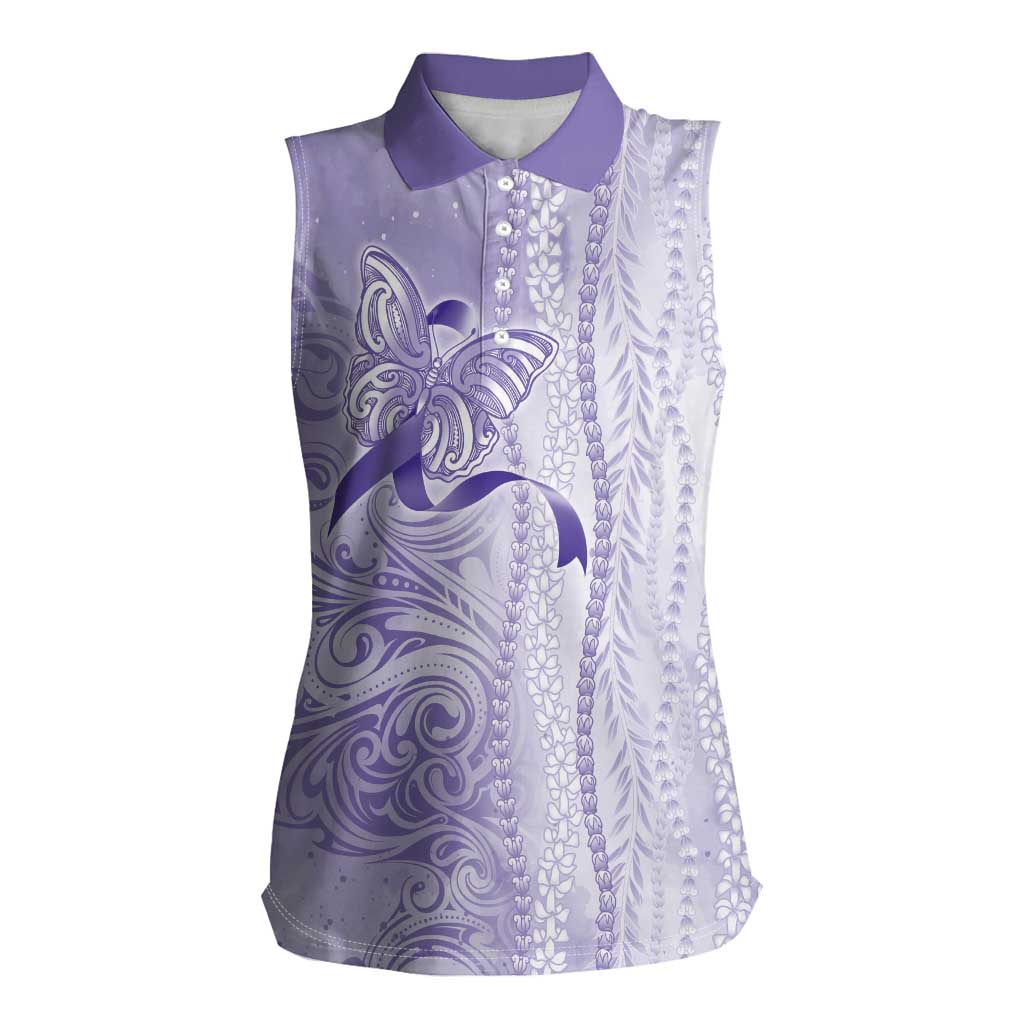 Epilepsy Awareness Women Sleeveless Polo Shirt Maile Pikake Lokelani Crown Flower Lei Inspired