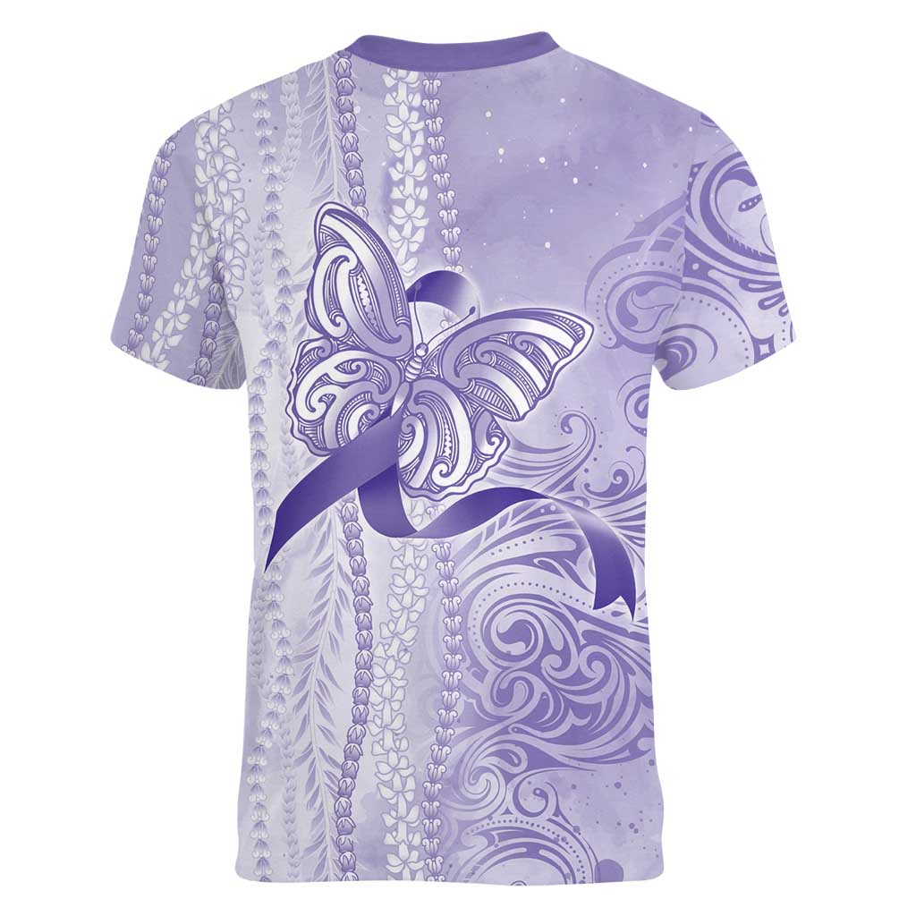 Epilepsy Awareness Women V-Neck T-Shirt Maile Pikake Lokelani Crown Flower Lei Inspired