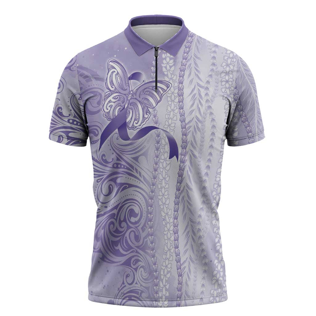 Epilepsy Awareness Zipper Polo Shirt Maile Pikake Lokelani Crown Flower Lei Inspired