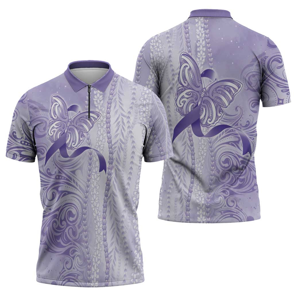 Epilepsy Awareness Zipper Polo Shirt Maile Pikake Lokelani Crown Flower Lei Inspired