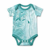 PTSD Support Baby Onesie Maile Pikake Lokelani Crown Flower Lei Inspired LT9 Blue - Polynesian Pride