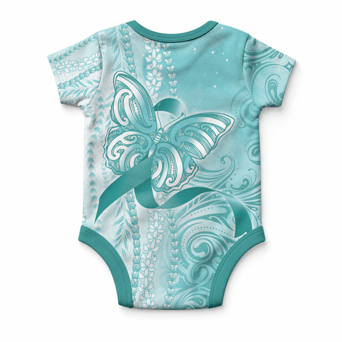 PTSD Support Baby Onesie Maile Pikake Lokelani Crown Flower Lei Inspired LT9 - Polynesian Pride