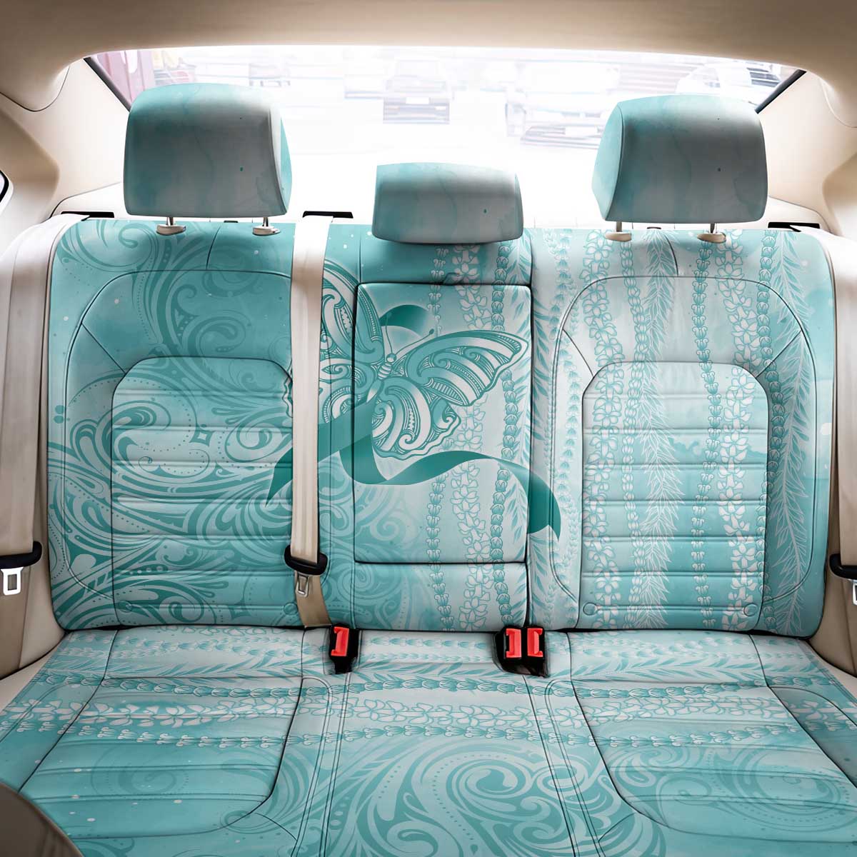 PTSD Awareness Back Car Seat Cover Maile Pikake Lokelani Crown Flower Lei Inspired LT9 - Polynesian Pride