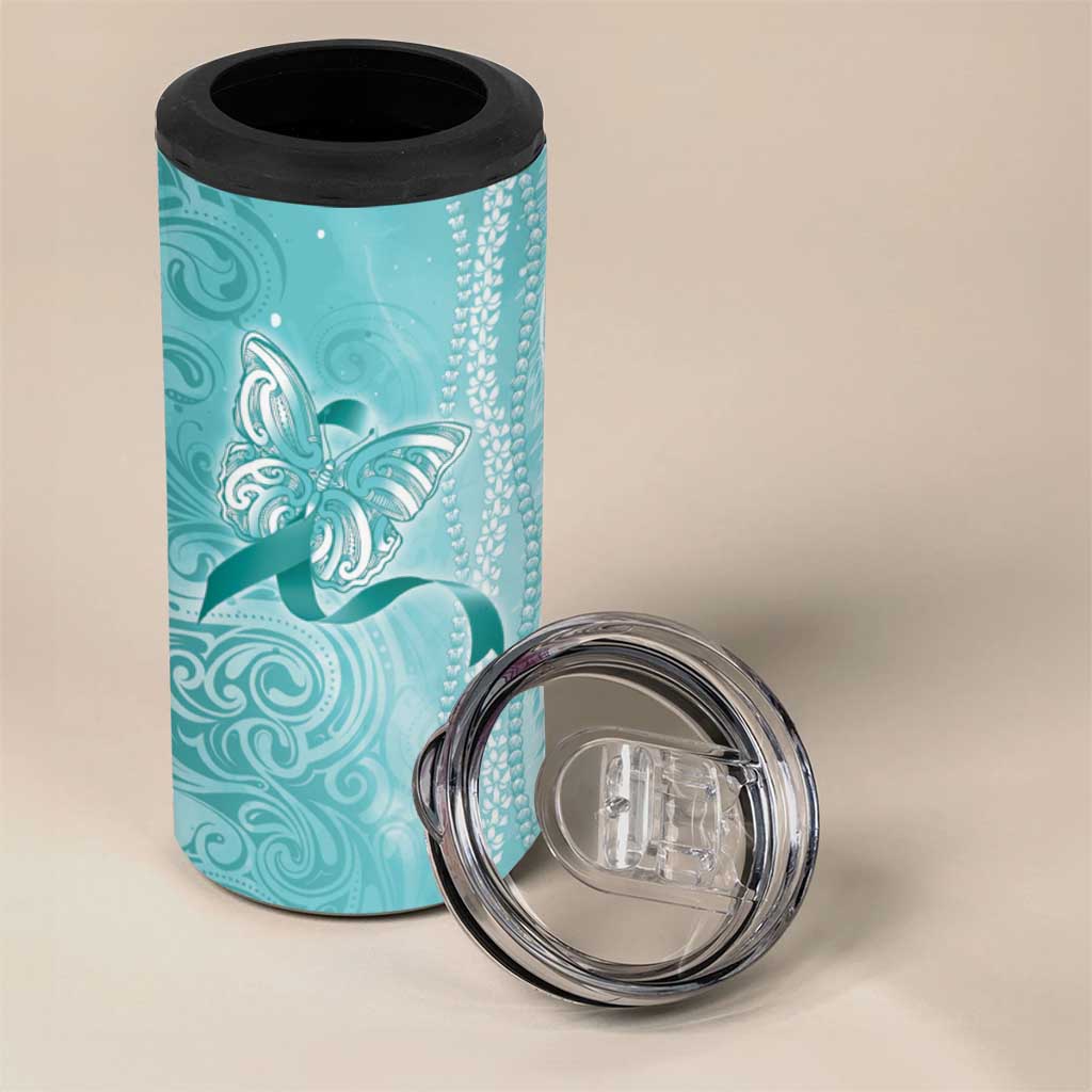 PTSD Awareness 4 in 1 Can Cooler Tumbler Maile Pikake Lokelani Crown Flower Lei Inspired
