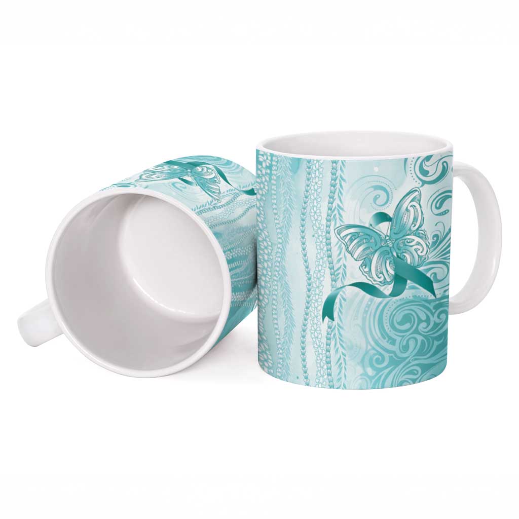 PTSD Awareness Ceramic Mug Maile Pikake Lokelani Crown Flower Lei Inspired