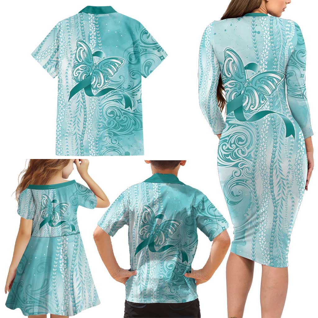 PTSD Awareness Family Matching Long Sleeve Bodycon Dress and Hawaiian Shirt Maile Pikake Lokelani Crown Flower Lei Inspired LT9 - Polynesian Pride