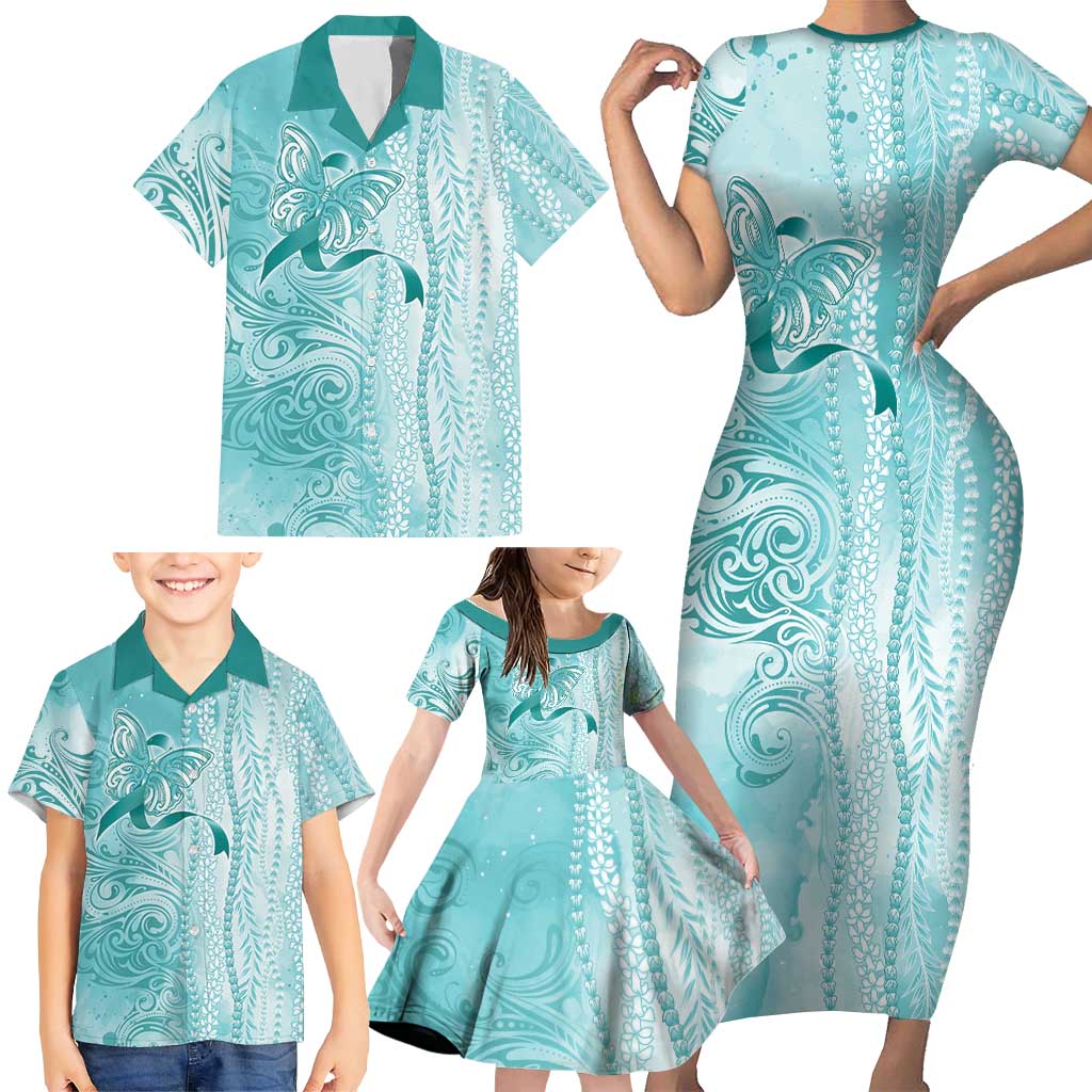 PTSD Awareness Family Matching Short Sleeve Bodycon Dress and Hawaiian Shirt Maile Pikake Lokelani Crown Flower Lei Inspired