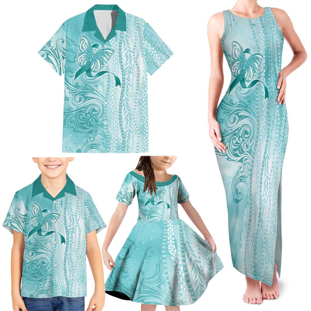 PTSD Awareness Family Matching Tank Maxi Dress and Hawaiian Shirt Maile Pikake Lokelani Crown Flower Lei Inspired