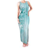 PTSD Awareness Family Matching Tank Maxi Dress and Hawaiian Shirt Maile Pikake Lokelani Crown Flower Lei Inspired LT9 Mom's Dress Teal - Polynesian Pride