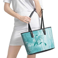 PTSD Awareness Leather Tote Bag Maile Pikake Lokelani Crown Flower Lei Inspired