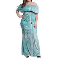 PTSD Awareness Off Shoulder Maxi Dress Maile Pikake Lokelani Crown Flower Lei Inspired