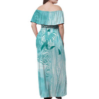 PTSD Awareness Off Shoulder Maxi Dress Maile Pikake Lokelani Crown Flower Lei Inspired