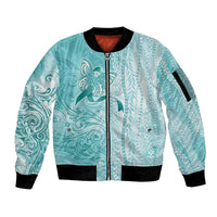 PTSD Awareness Sleeve Zip Bomber Jacket Maile Pikake Lokelani Crown Flower Lei Inspired