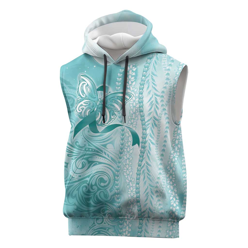 PTSD Awareness Sleeveless Hoodie Maile Pikake Lokelani Crown Flower Lei Inspired