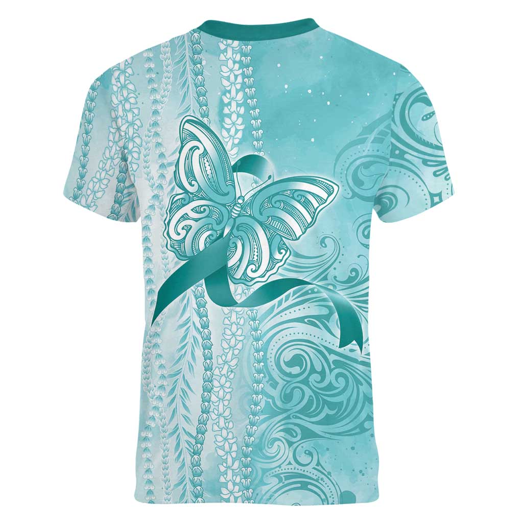 PTSD Awareness Women V-Neck T-Shirt Maile Pikake Lokelani Crown Flower Lei Inspired