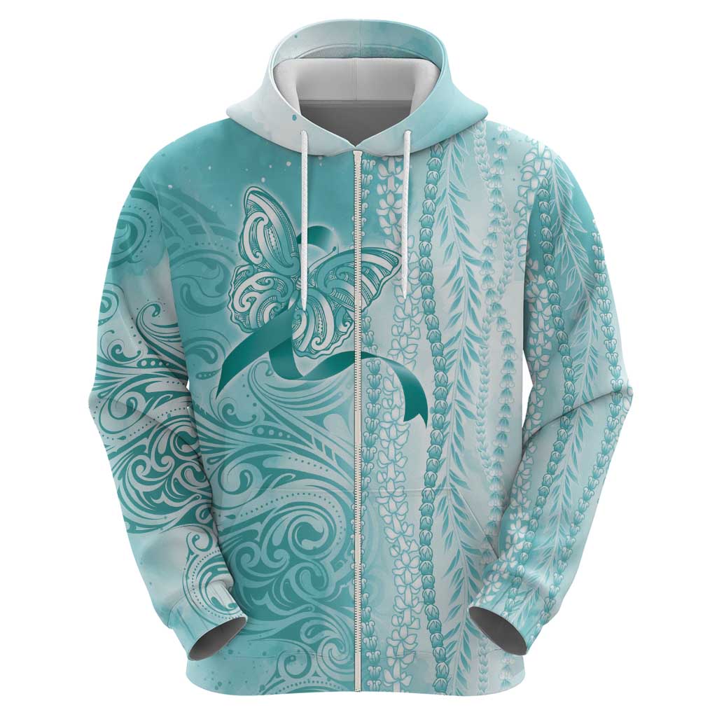 PTSD Awareness Zip Hoodie Maile Pikake Lokelani Crown Flower Lei Inspired