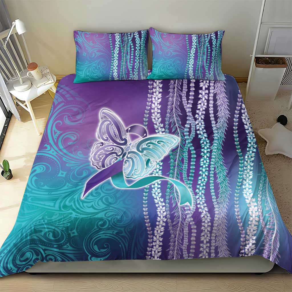 Suicide Prevention Awareness Bedding Set Maile Pikake Lokelani Crown Flower Lei Inspired