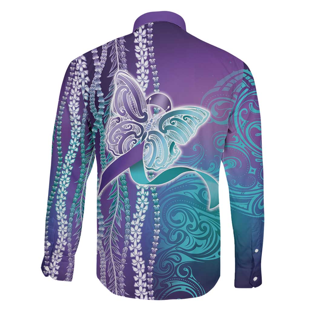 Suicide Prevention Awareness Family Matching Long Sleeve Bodycon Dress and Hawaiian Shirt Maile Pikake Lokelani Crown Flower Lei Inspired LT9 - Polynesian Pride