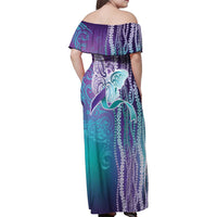 Suicide Prevention Awareness Family Matching Off Shoulder Maxi Dress and Hawaiian Shirt Maile Pikake Lokelani Crown Flower Lei Inspired LT9 - Polynesian Pride