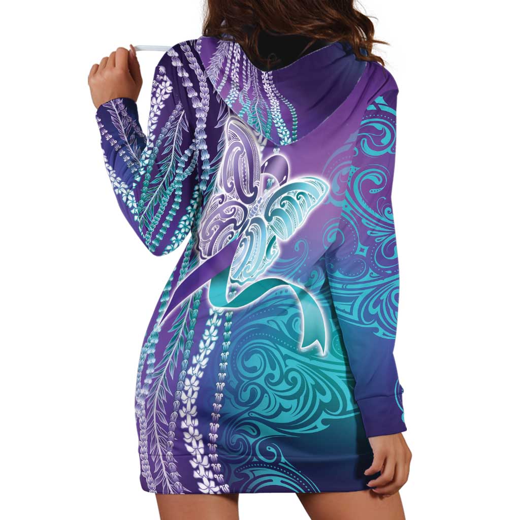 Suicide Prevention Awareness Hoodie Dress Maile Pikake Lokelani Crown Flower Lei Inspired
