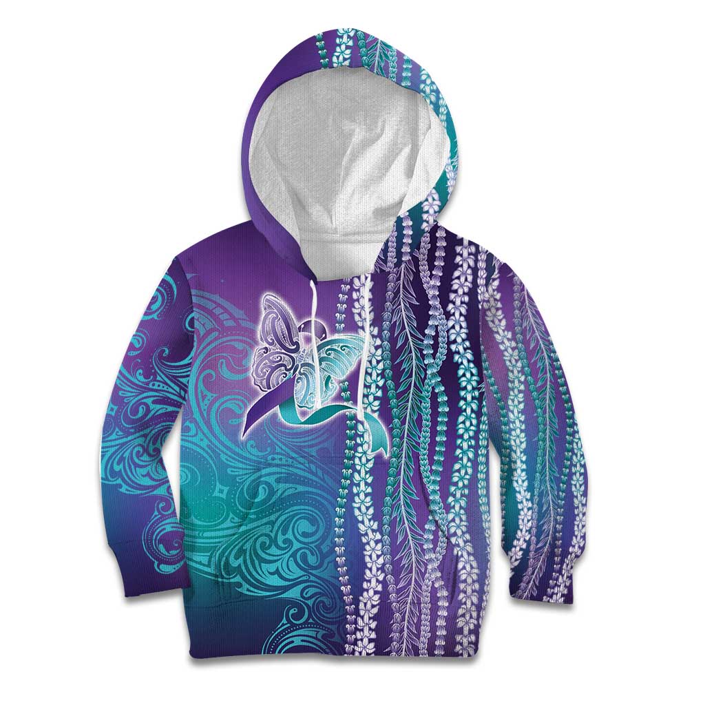 Suicide Prevention Awareness Kid Hoodie Maile Pikake Lokelani Crown Flower Lei Inspired