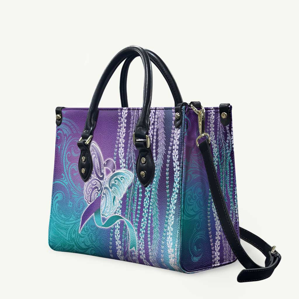 Suicide Prevention Awareness Leather Bag Maile Pikake Lokelani Crown Flower Lei Inspired