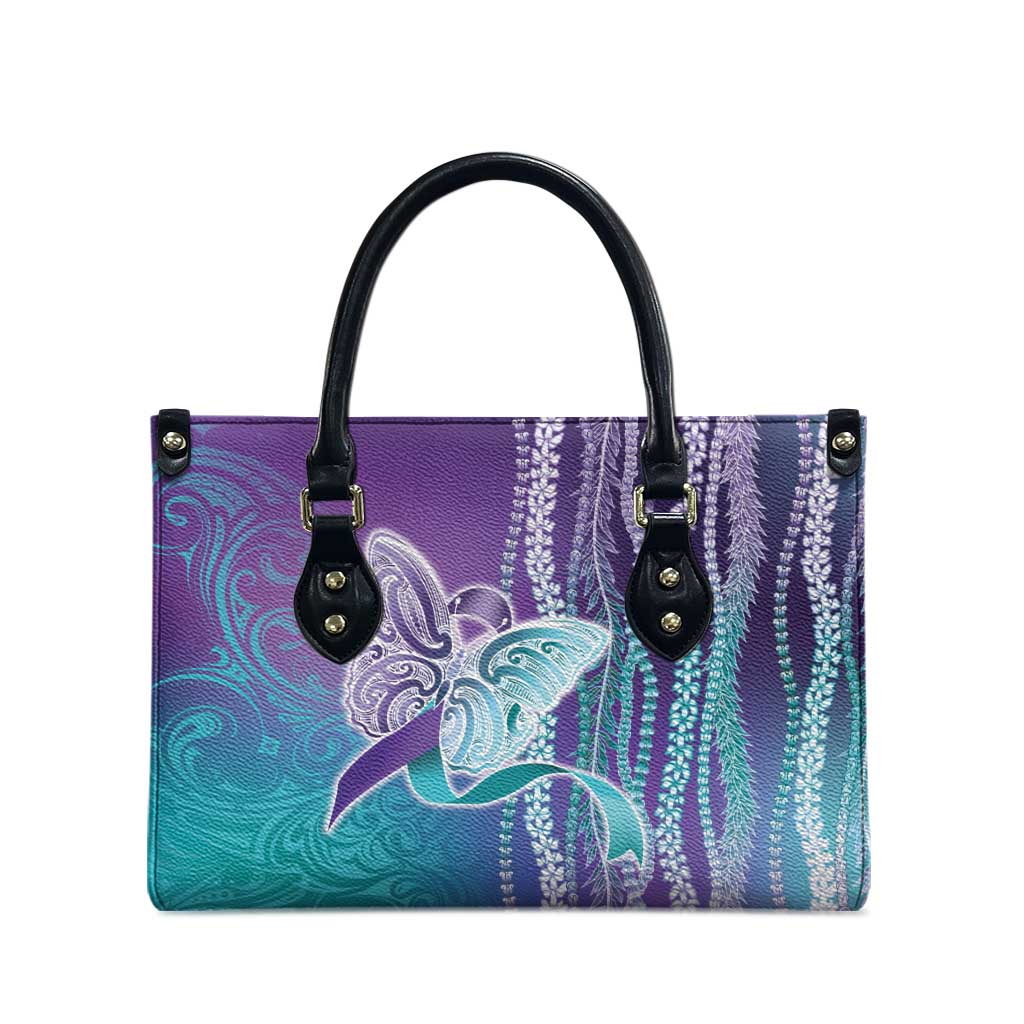 Suicide Prevention Awareness Leather Bag Maile Pikake Lokelani Crown Flower Lei Inspired