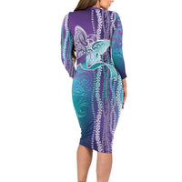 Suicide Prevention Awareness Long Sleeve Bodycon Dress Maile Pikake Lokelani Crown Flower Lei Inspired