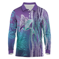 Suicide Prevention Awareness Long Sleeve Polo Shirt Maile Pikake Lokelani Crown Flower Lei Inspired