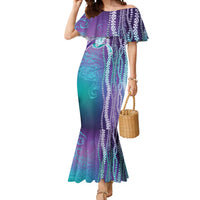 Suicide Prevention Awareness Mermaid Dress Maile Pikake Lokelani Crown Flower Lei Inspired