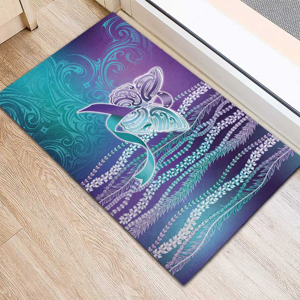 Suicide Prevention Awareness Rubber Doormat Maile Pikake Lokelani Crown Flower Lei Inspired