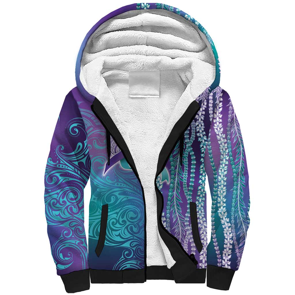 Suicide Prevention Awareness Sherpa Hoodie Maile Pikake Lokelani Crown Flower Lei Inspired