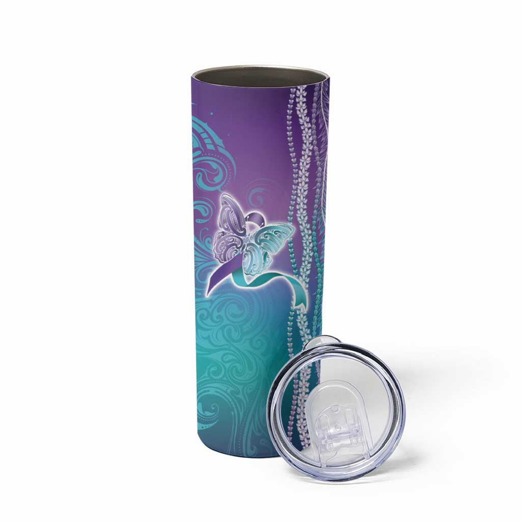 Suicide Prevention Awareness Skinny Tumbler Maile Pikake Lokelani Crown Flower Lei Inspired